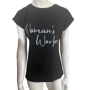 Black Women's T-Shirt "Woman's World" Size Small  NWT